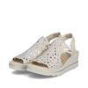 Rieker Perforated Slingback Wedge Sandal - Beige Sparkle